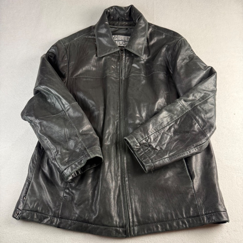 Pelle Studio Wilsons Leather Jacket Womens Medium Black Full Zip Collared Coat